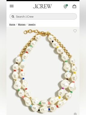 J. Crew Gold-Tone Pearl Necklace with Multicolor Accent Beads